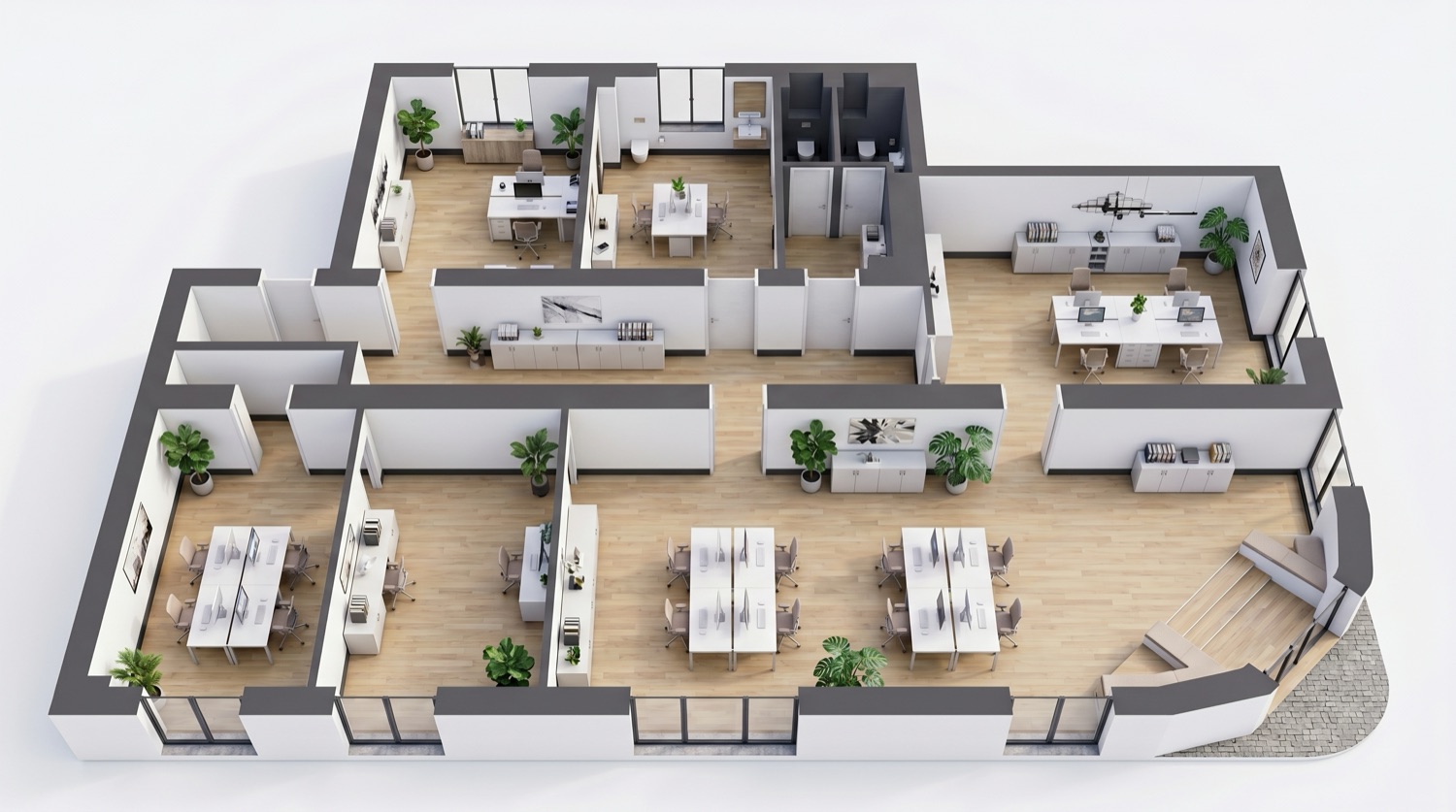 Plan 3D du plateau de bureaux